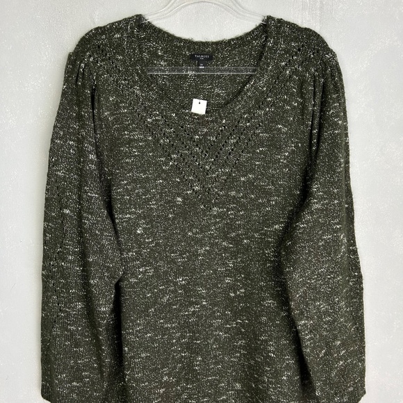 Talbots plus size 3X shift sweater dress midi pointelle knit green NEW - Picture 2 of 10